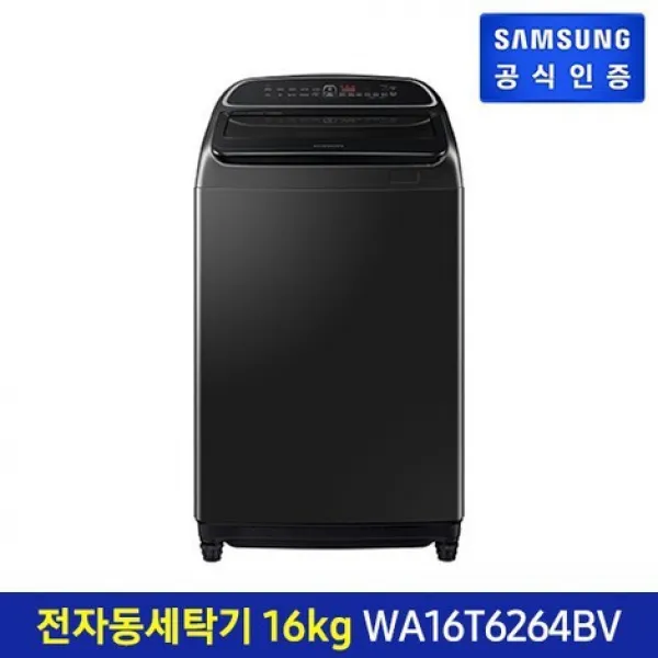 삼성 듀얼DD모터 전자동 세탁기 16kg 블랙 WA16T6264BV, 없음