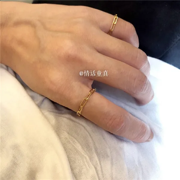 특색 핸드메이드 독신주의 테일링 14K 도금 소박 링체인 스틱 여성 냉담 무드 INS 심플 학생