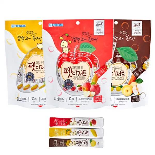 포켄스 [추가4p증정]과일퓨레 펫디저트 450g(15g*30p)+4p 사과 망고 배, 1팩, 망고 450g(15g*30p)+4p