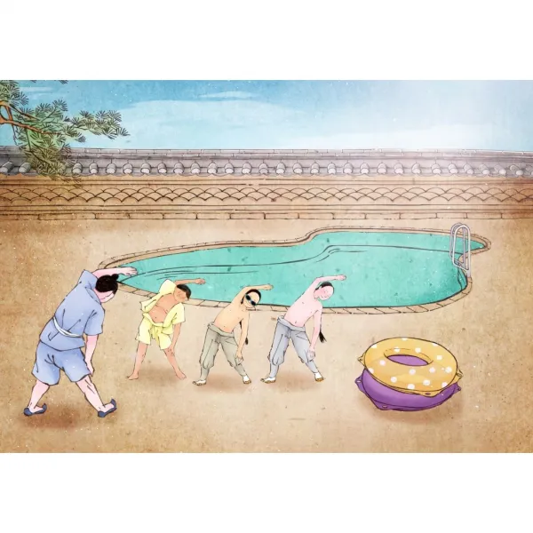 AT683773 뮤럴벽지 어떤 벽이든 잘 붙는 퓨전민속화 뮤럴벽지(접착식)(풀 필요없음)