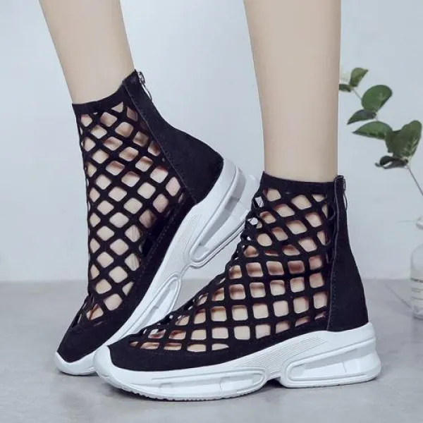 2019 여자 여름 샌들 Baotou 샌들 여성 여름 짧은 부츠 중공 메쉬 2019 유럽과 새로운 통기성 스포츠 패션 거리 촬영 여성 샌들