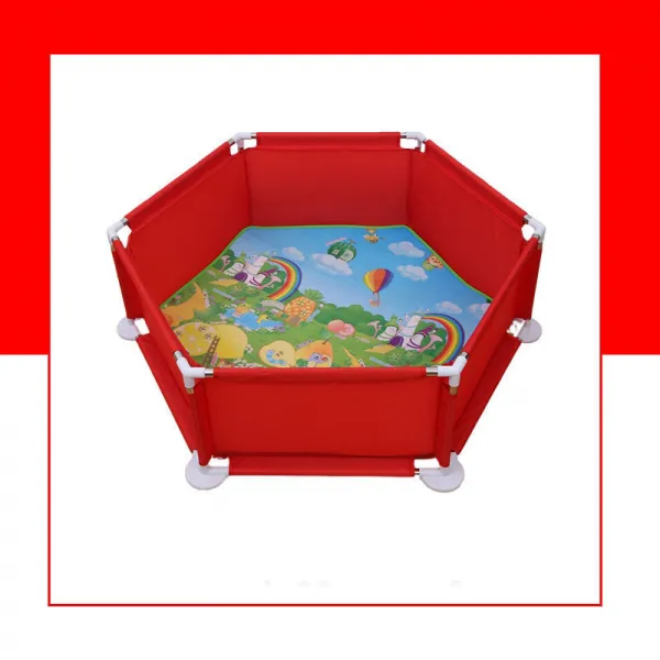  해외 직송 뉴타임즈 어린이 울타리 완구 오채석 결명자 완구 세트 아기 실내 6각 펜스 세트 A23 05 레드