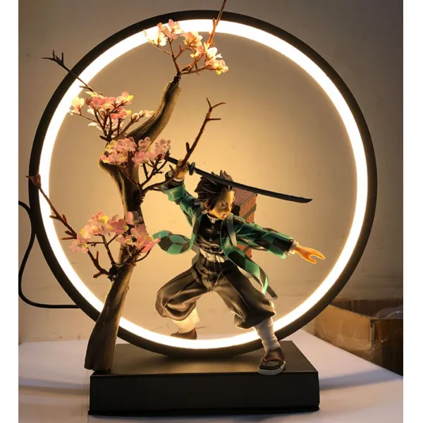 Led 귀칼 네즈코 피규어 램프 조명 굿즈 귀멸의칼날 일륜도 카마도탄지로 인형 소품 선물 J+스탠드개