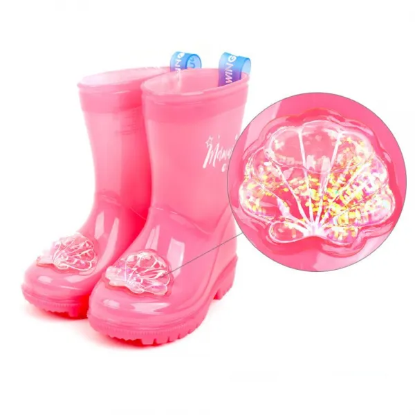 반투명 핑크 손잡이 여아 아동 논슬립 장화 키즈장화