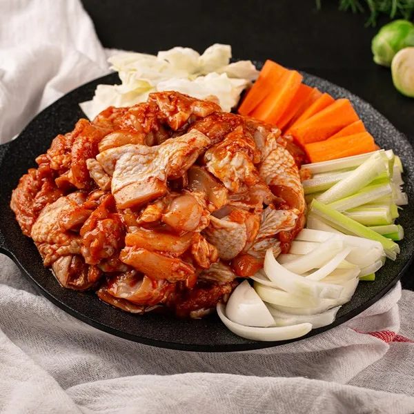 하여튼닭 국내산 100% 냉장 춘천식 닭갈비 1kg 양념 숯불 캠핑먹거리 음식