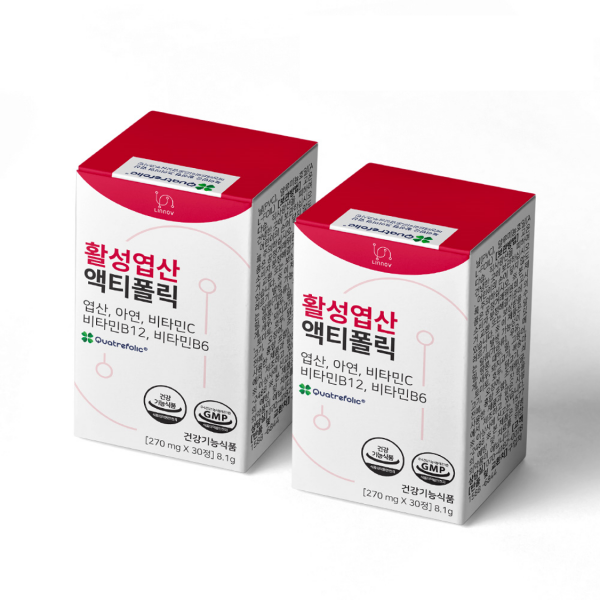 4세대 활성형 활성엽산 리노브 액티폴릭 임산부 엽산 영양제 2개월분, 30정, 2개