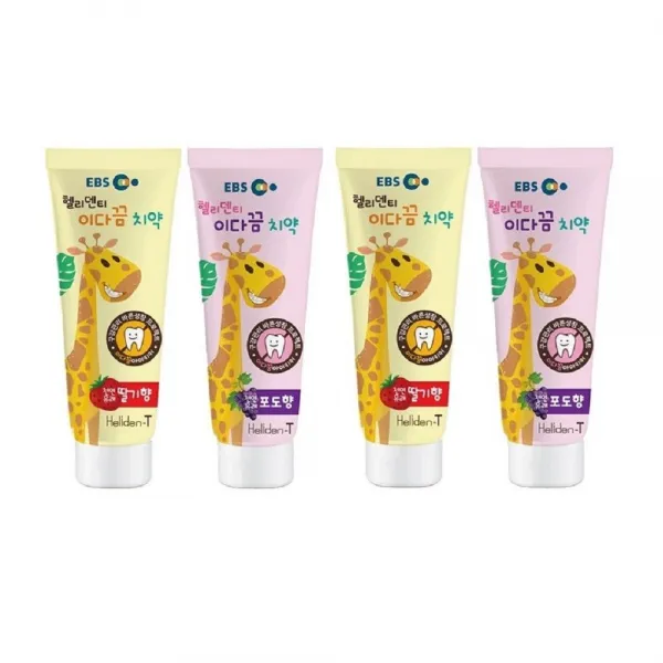 헬리덴티 이다끔 항균어린이 치약 2개(포도향+딸기향) 어린이, 2박스, 80g