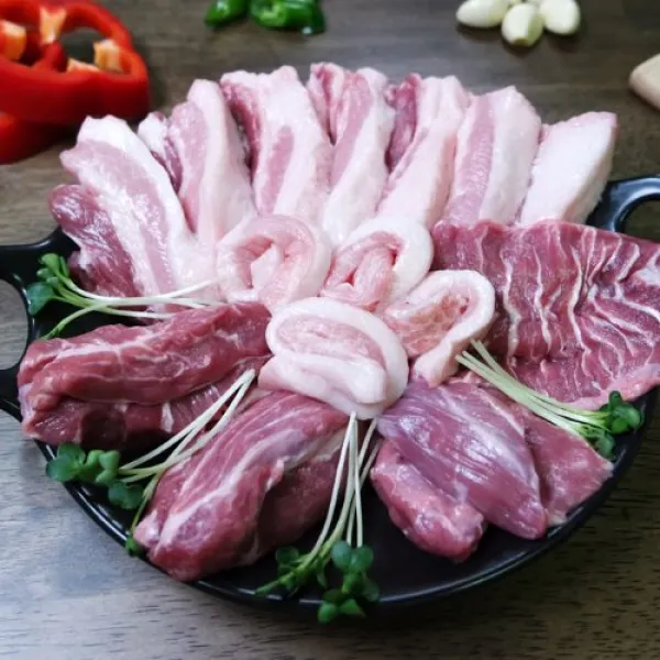 돼지부속고기 특수부위 뒷고기 왕덜미살 캠핑고기 1kg 안주, 단품