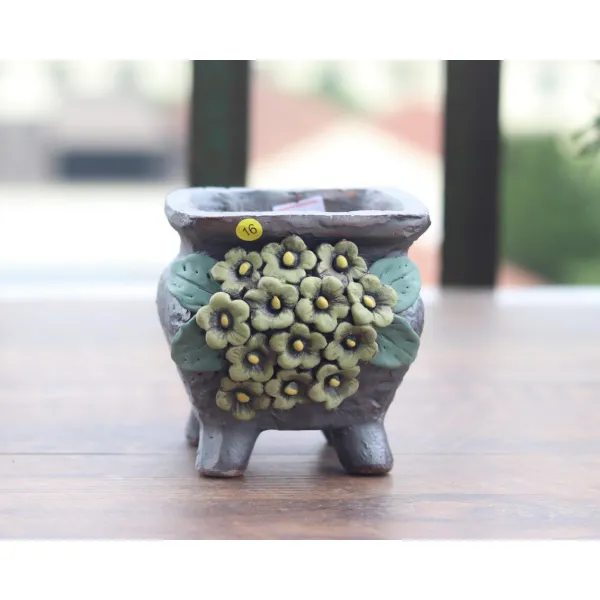 빈화분 도자기 화분 자기 도기 인테리어 거실 사무실 레트로 빈티지 독특한디자인 꽃병, AQ.명황색 16내 8.2 높이 10.8