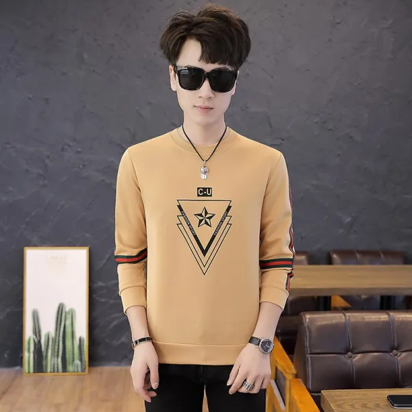 주추 추동은 주량이 길다소매 티 라운드 남자 맨투맨 W18