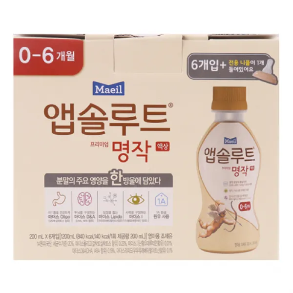 [메가마트] 앱솔루트 프리미엄 액상명작 0-6개월 200ml*, g