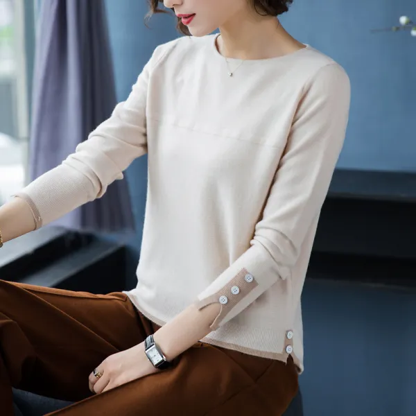 데일리룩 패션 내추럴한 모던심플 캐주얼 라운드 니트 루즈핏 데일리