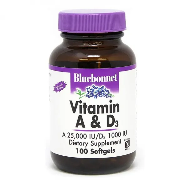 BlueBonnet 블루본넷 비타민A 25000IU + 비타민D 1000IU 100캡슐(병당 약3개월) 야맹증 영양제, 1mg, 1개