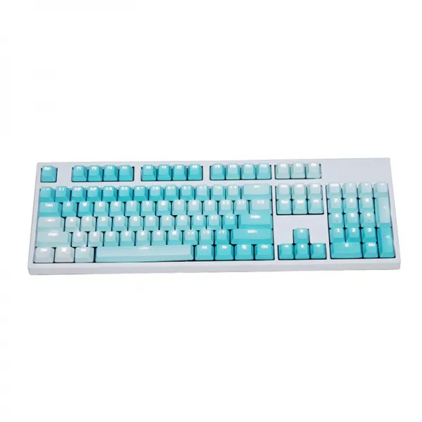 PBT 키보드 레인보우 그라데이션 키캡 87 104 108키 자판, 104 키 프로스트 블루 + 공식 표준