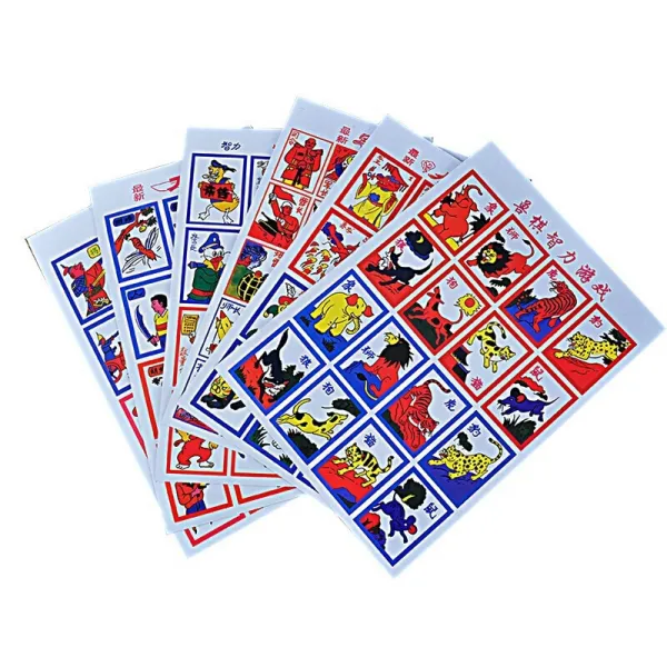 코끼리 사자 표범 늑대 개 고양이 쥐 코끼리 사자 호랑이 표범 개 고양이 쥐 게임 두 짐승 패 80 후 추억의 옛 장난감 90 년대 두 수 바둑 종이 패 세트 6 장 1 장 씩 53c