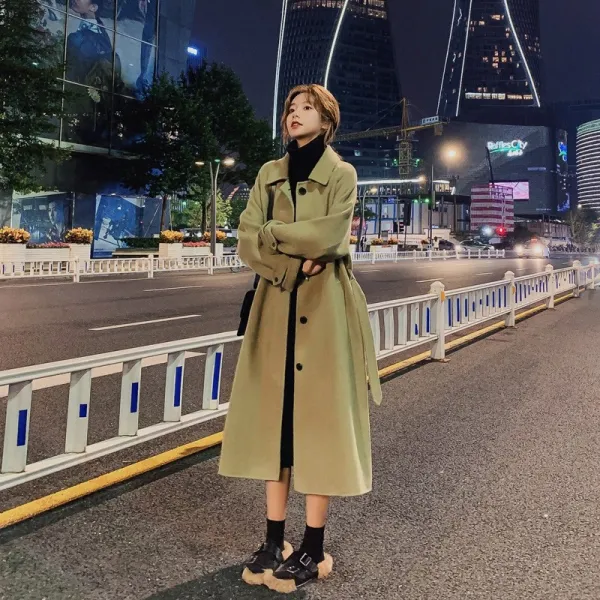 여성 하프기장 겨울 가을 계절 유행 모직물감 자외투 작은 키
