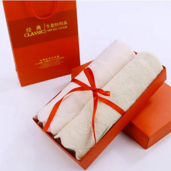 Buhe 수건 선물 상자 2 장 세트 웨 딩 연회 결혼식 답례 맞 춤 형 가정용 면 장미 테두리 롱 박스