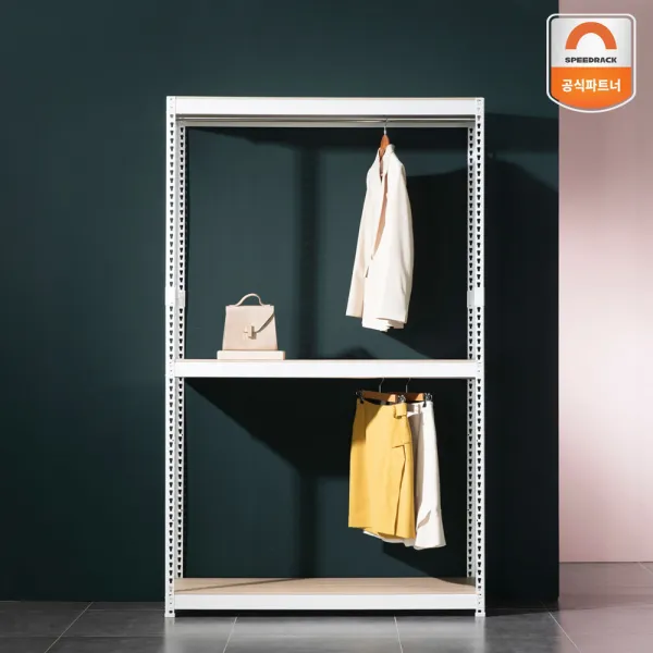 스피드랙 드레스룸 행거 가로1000x깊이500x높이1800(3단 2행거), 블랙