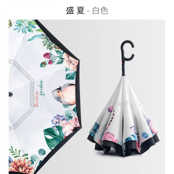나일로신식이중흑점교 태양양산 자동반향식 C 양산 야외차양면면제조청층우산 녀자 이중증가-한여름 (흰색), 단일상품