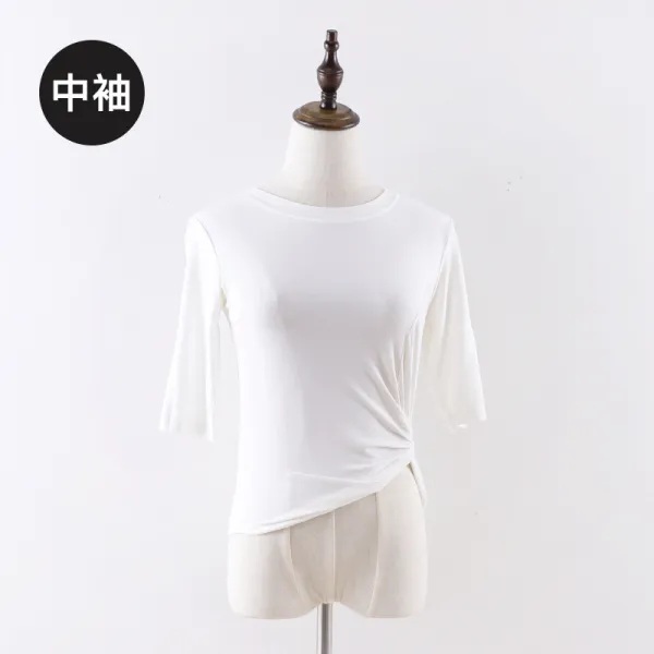 Mar.20 186번 댄스 트레이닝복 상의 모달 현대 무용의상 민속춤 중국 춤의상z L 미 디 엄 슬리브 화이트