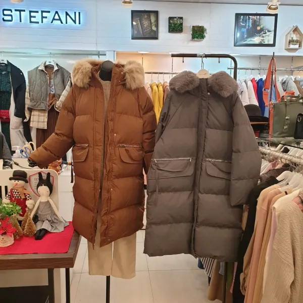 [스테파니] 털 카라 핀란드 롱 패딩 빅사이즈 가능~ 동글 동글 핏이 고급스럽다~ 굉장히 가벼워요~@@@ JK0434 뉴코아울산점