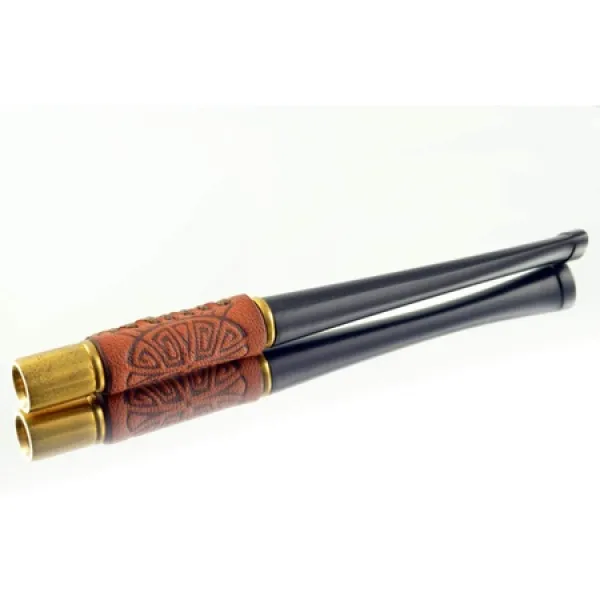 royal smoking pipes 98 밀리미터 새로운 짧은 가죽 메탈 담배 홀더 정기적으로 담배를 피우고 leather-me, 상세 설명 참조0, One Color
