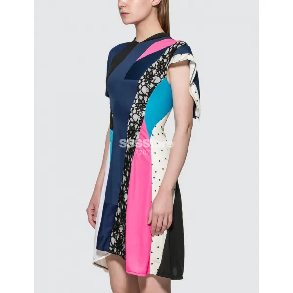 Bear 패치워크 원피스 짜집기 의상 여자 누더기 패션 Gc 000080533