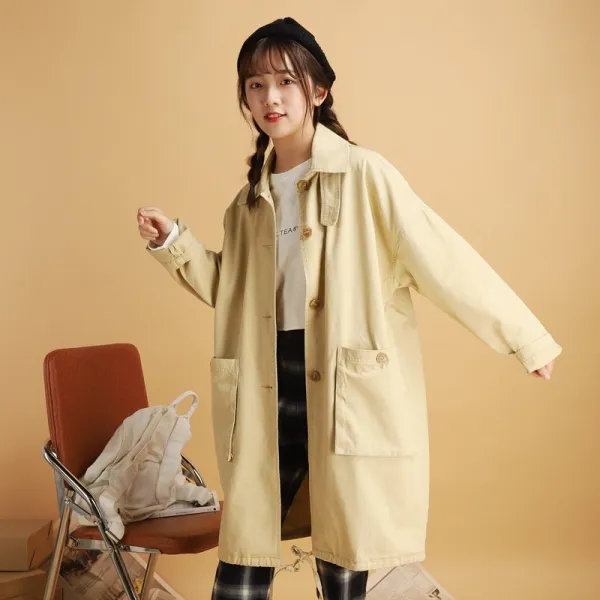도깨비몰 여성 봄 트렌치코트 큐트한 미디길이 아우터