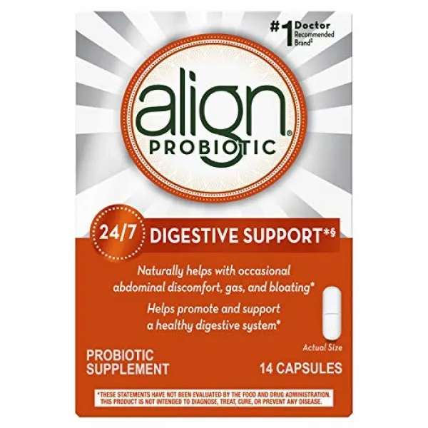 Align Probiotics 매일의 소화 건강을위한 Probiotic Supplement 14 캡슐 위장병 전문의가 추천하는 # 1 Pr, 단일상품, 단일상품