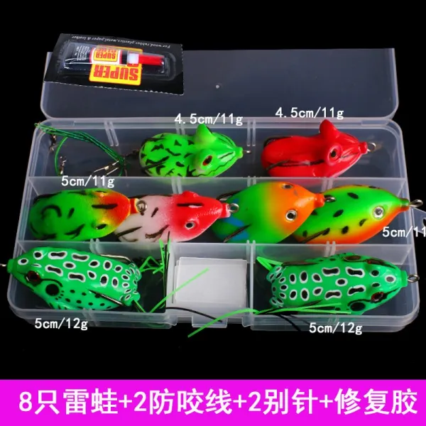 무생채 루어 낚시 가짜 물고기 미끼 특가로는 우뢰와 개구리 세트 미끼에 반짝이를 달고 흑뢰와, 세트 9
