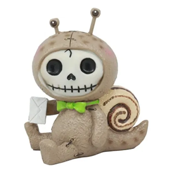 EOM Ebros Furry Bones Den Den 메일 및 녹색 나비 넥타이가있는 달팽이 해골 입상 3.25 H 느리지 만 꾸준한 연체 동물 - E005007BZT168Q9