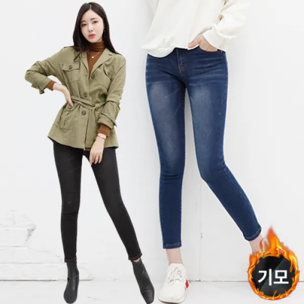 가비진 여성용 슬림 스판 기모 청바지