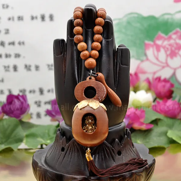 만자몰 NCAD-10대추목 금장호신불 달마 목탁 차걸이(대사이즈) 불교용품