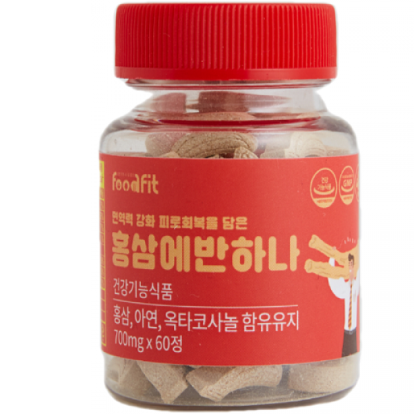 아연영양제 면역력영양제 남성 남자 활력 피로회복 홍삼에반하나 면역력강화 면역력증진 피로개선, 60정 x 1병