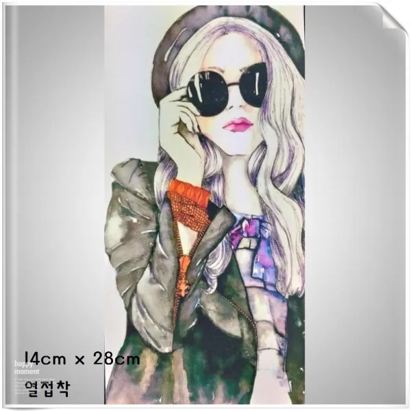 (와펜이솔) 와펜 패치 전사지 캐릭터 열접착식 와펜, 049 패션 여인 승화 전사지