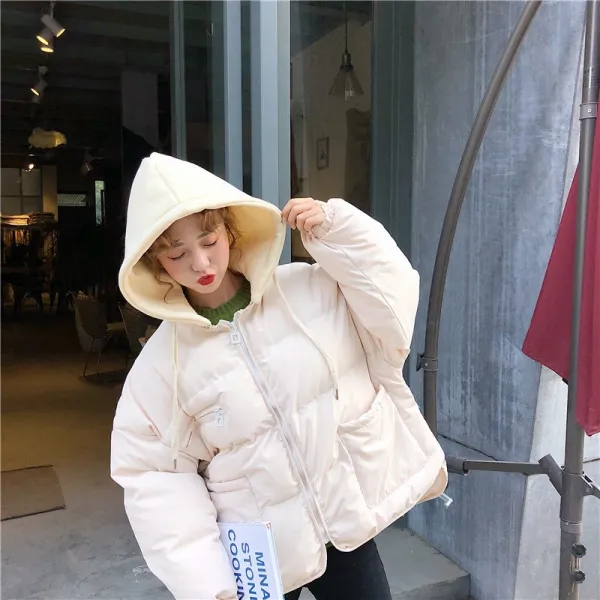 자체브랜드 여성 아우터 윈터 사이드 포켓 언발 후드 배색 패딩