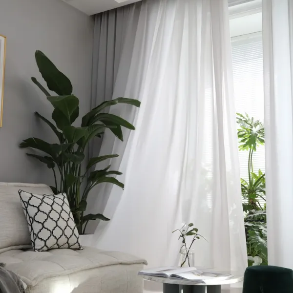 침실커튼 제출 담 증후금 화이트 투명 시폰거즈 응접실이 있다 방충망 심플 현대 사렴 베란다 3199328502, 3.0 쌀 *2. 7메터 (후크 타입