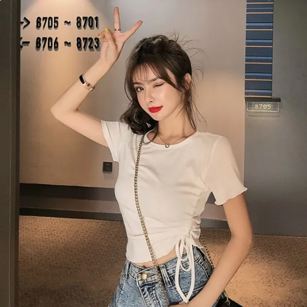 StylePartner (해외)스트링 디자인 감복기 타이트한 상의 인스패션 티셔츠