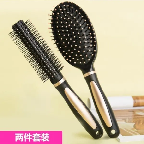 컬링빗 자 에어백빗 내부 단추 거울 불다 스타일링 단발 여성 볼륨 집에서 묵다 정전기, 골드 헤어 롤  빗 에어백빗