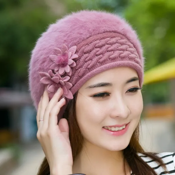 제노 여성겨울모자 털모자 모녀 겨울 노총각 토끼털모자 두꺼운 베레모와 따뜻한 니트모