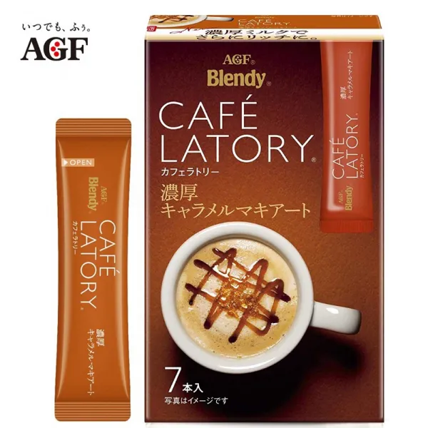 일본 원장 수입 AGF blendy 브랜디 농후한 캐러멜 마치다라떼 커피 분유차 음료 7컵, 상세페이지 참조
