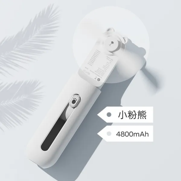 범투셀러 소규모사무실용 WATERMOMO 곰돌이 손잡이 소형선풍기 미니 휴대용트 여름 USB 충전 기숙사침대 사용 소음방지, 화이트 곰 초강력 음소거 타입 48h