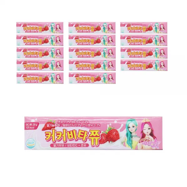 아텍스 더욱 맛있어진 NEW 키즈 커커비타쮸 7정 x 15개, 시크릿쥬쥬_딸기맛