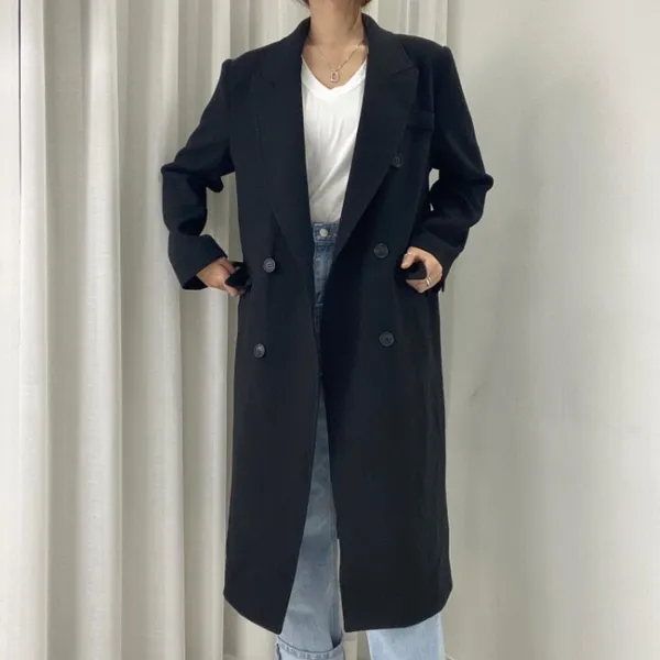 디어다린 테일러드 싱글 롱 바바리 코트(2color) 블랙 베이지 봄가을 코트