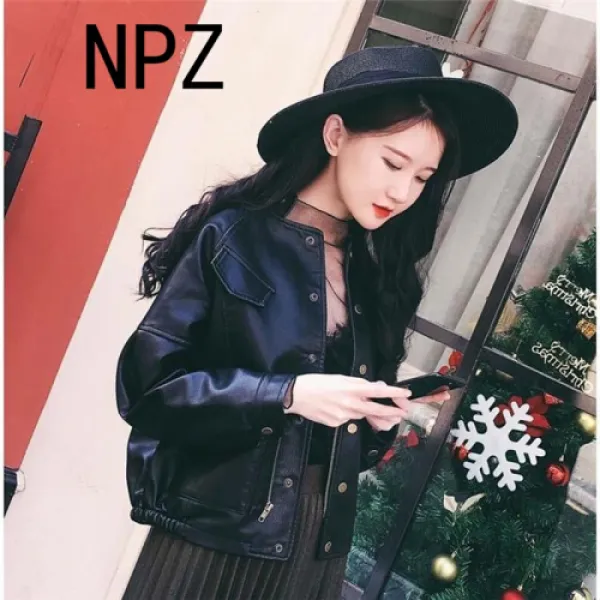 NPZ 항풍패키지 2018 추동신상 여자스페셜 PU피의외투리 루즈외투톱스톱비행복식외투기차비행복외투정(8), 1개, 상세설명참조