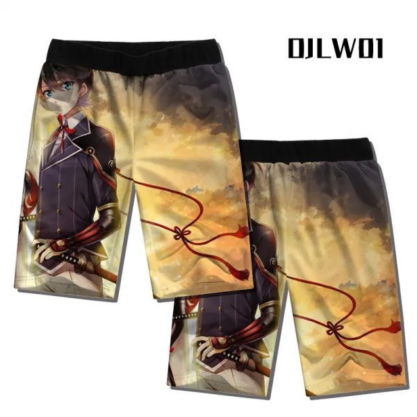 도검 막춤 소호 삼일월 종근 2차 게임 주변 남자 츄리닝 바지 큼 숏 팬츠, 블랙 1