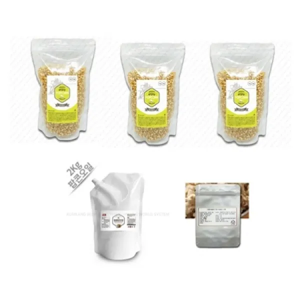 팝콘 재료 세트 S-8 (약 100명분 - 팝콘옥수수 3kg + 팝콘오일 2kg + 팝콘소금 150g), 상세페이지 참조