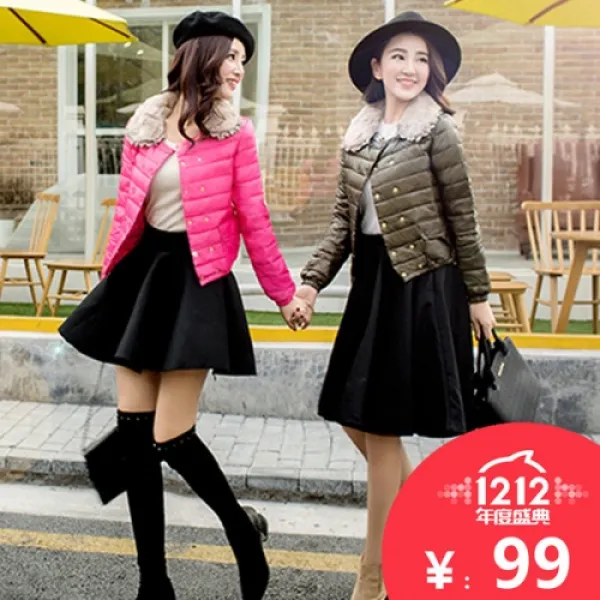 [해외]여성상의 > 캐쥬얼 점퍼/자켓 여성 캐쥬얼점퍼 / 아우터 New Year's Day Rex soft silky fur collar double-breasted short paragraph Slim Down