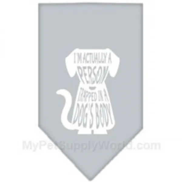 Mirage Pet Products Trapped Screen Print Bandana For Pets Large Grey 미라지 애완 동물 제품 애완 동물 덩치 큰 회색 1