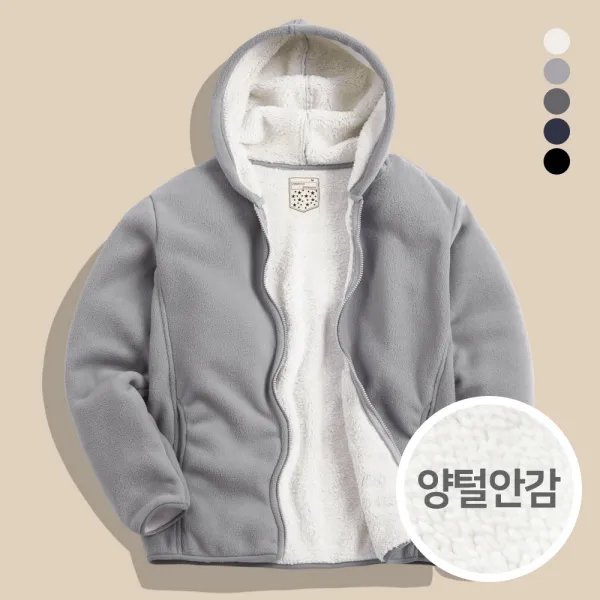 모니즈 (당일발송) 남녀공용 양털 후드 집업 자켓 플리스 후리스 겨울 뽀글이 WFLE260